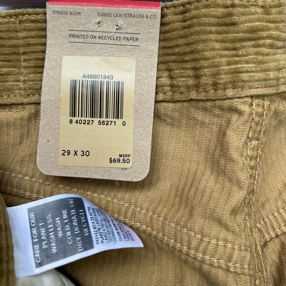 NWT Levi’s Corduroy Pants Straight/Skinny Leg Tan Brown Size 29x30 - Picture 8 of 9